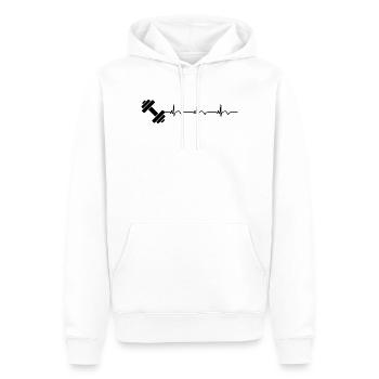 Gymnase, Gymnase, Gymnase, Bodybuilding, ECG, Battement de cœur - Sweat à capuche Premium bio Homme - blanc - Devant - Nico (187cm)