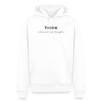 Think Only Positive Thoughts – Mindset Shirt - Männer Premium Bio Hoodie - Weiß - Vorne - Nico (187cm)