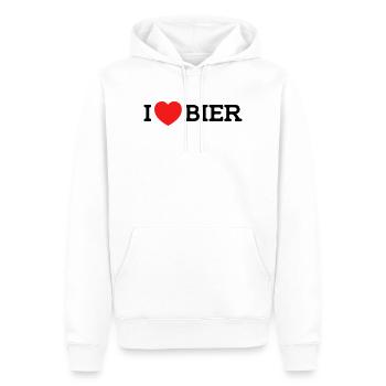 I love Bier (Farben änderbar) - Männer Premium Bio Hoodie - Weiß - Vorne - Nico (187cm)