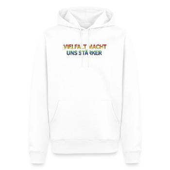 La diversité nous rend plus forts - Sweat à capuche Premium bio Homme - blanc - Devant - Nico (187cm)