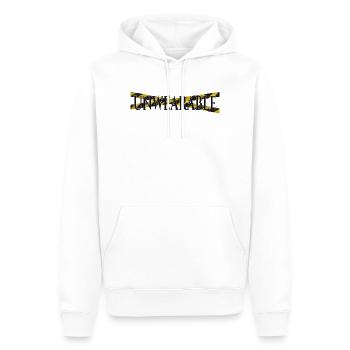 Unwearable – Statement Design with Warning Tape - Men’s Premium Organic Hoodie - white - Front - Nico (187cm)