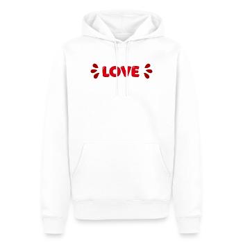 Amour Bulles Rouge - Sweat à capuche Premium bio Homme - blanc - Devant - Nico (187cm)