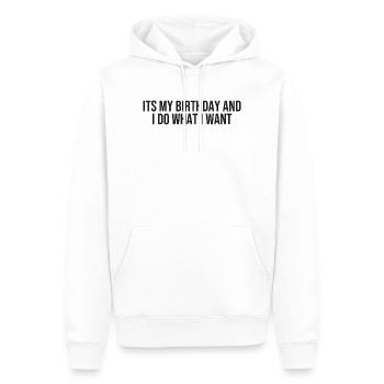 Reine de l’anniversaire | T-shirt drôle d’anniversaire - Sweat à capuche Premium bio Homme - blanc - Devant - Nico (187cm)
