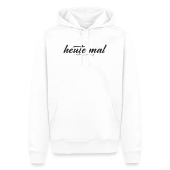 Heute mal überraschen lassen – Minimal Typografie - Männer Premium Bio Hoodie - Weiß - Vorne - Nico (187cm)