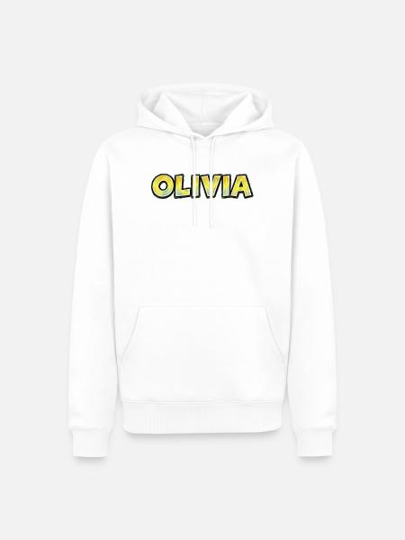 Olivia, Handgezeichnete Typografie - Männer Premium Bio Hoodie - Weiß