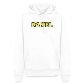 Daniel – Handgezeichnete Typografie - Männer Premium Bio Hoodie - Weiß - Vorne - Nico (187cm)