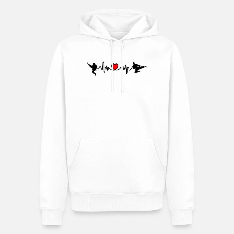 Karate Cardio oder Herzfrequenz mit Karate-Kicks - Männer Premium Bio Hoodie - Weiß