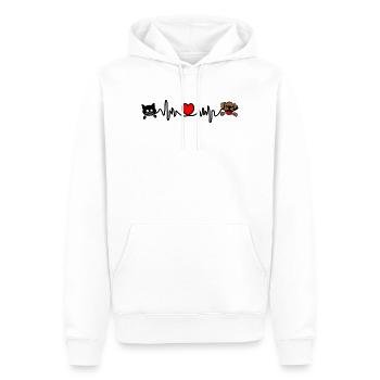 Cardio fréquence cardiaque chien et chat animaux de compagnie - Sweat à capuche Premium bio Homme - blanc - Devant - Nico (187cm)