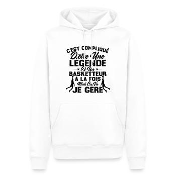 Une Légende Et Un Basketteur - Sweat à capuche Premium bio Homme - blanc - Devant - Nico (187cm)