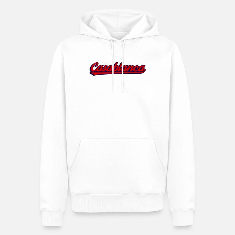 Script rétro néon dans l’ambiance Casablanca - Sweat à capuche Premium bio Homme - blanc