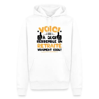 Voici à quoi ressemble un Retraité vraiment cool - Sweat à capuche Premium bio Homme - blanc - Devant - Nico (187cm)