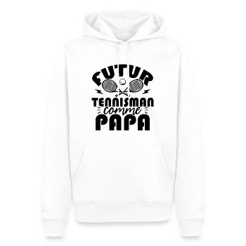 Futur tennisman comme papa - Sweat à capuche Premium bio Homme - blanc - Devant - Nico (187cm)