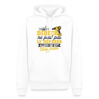 Si didier ne peut pas le réparer on est foutus - Sweat à capuche Premium bio Homme - blanc - Devant - Nico (187cm)
