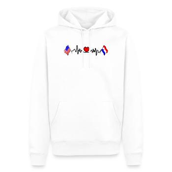 Cardio coeur avec drapeau des États-Unis et drapeau des Pays-Bas - Sweat à capuche Premium bio Homme - blanc - Devant - Nico (187cm)