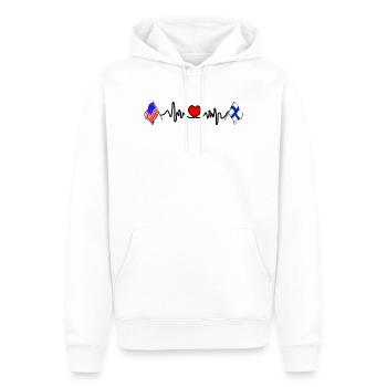 Cardio avec le drapeau des États-Unis et le drapeau de la Finlande - Sweat à capuche Premium bio Homme - blanc - Devant - Nico (187cm)