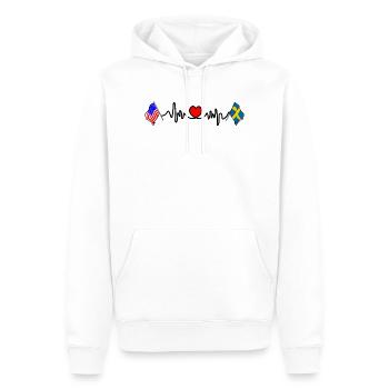 Cardio heart avec le drapeau des États-Unis et le drapeau de la Suède - Sweat à capuche Premium bio Homme - blanc - Devant - Nico (187cm)