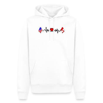 Cardio heart avec drapeau des États-Unis et drapeau du Canada - Sweat à capuche Premium bio Homme - blanc - Devant - Nico (187cm)