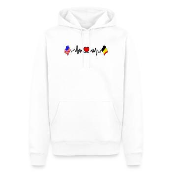 Cardio heart avec Flag USA USA et crème pâtissière - Sweat à capuche Premium bio Homme - blanc - Devant - Nico (187cm)