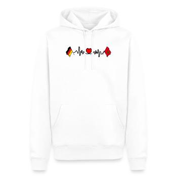 Cardio coeur avec drapeau Allemagne et drapeau Maroc - Sweat à capuche Premium bio Homme - blanc - Devant - Nico (187cm)
