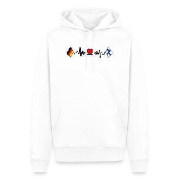 Cardio coeur avec drapeau Allemagne et drapeau Finlande - Sweat à capuche Premium bio Homme - blanc - Devant - Nico (187cm)