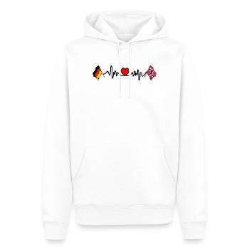 Cardio coeur avec drapeau Allemagne et drapeau Norvège - Sweat à capuche Premium bio Homme - blanc - Devant - Nico (187cm)