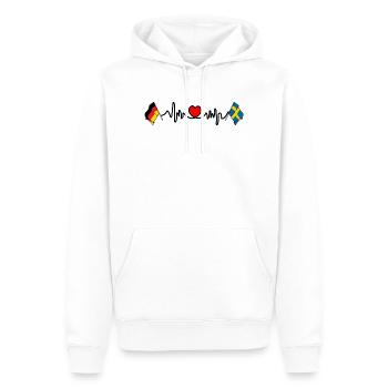 Cardioherz mit Flagge Deutschland und Flagge Schweden - Männer Premium Bio Hoodie - Weiß - Vorne - Nico (187cm)
