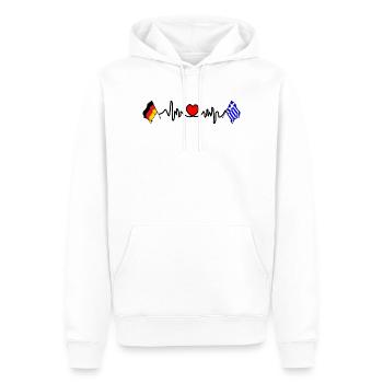 Cardioherz mit Flagge Deutschland, Flagge Griechenland - Männer Premium Bio Hoodie - Weiß - Vorne - Nico (187cm)