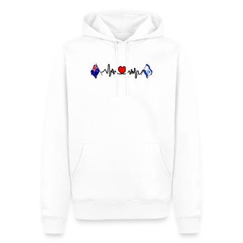 Cardio coeur avec drapeau de l’Australie et drapeau d’Israël - Sweat à capuche Premium bio Homme - blanc - Devant - Nico (187cm)