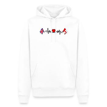 Cardio coeur avec drapeau de l’Angleterre et drapeau du Canada - Sweat à capuche Premium bio Homme - blanc - Devant - Nico (187cm)