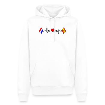 Cardio coeur avec drapeau Pays-Bas, drapeau Espagne - Sweat à capuche Premium bio Homme - blanc - Devant - Nico (187cm)
