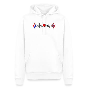 Cardioherz mit Flagge Niederlande, Flagge Norwegen - Männer Premium Bio Hoodie - Weiß - Vorne - Nico (187cm)