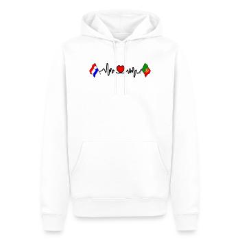 Cardio coeur avec Drapeau Pays-Bas, drapeau Portugal - Sweat à capuche Premium bio Homme - blanc - Devant - Nico (187cm)