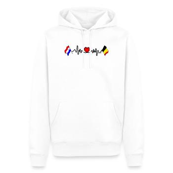 Cardio coeur avec drapeau Pays-Bas, Belgique - Sweat à capuche Premium bio Homme - blanc - Devant - Nico (187cm)