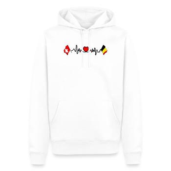 Cardioherz mit Flagge Schweiz, Flagge Belgien - Männer Premium Bio Hoodie - Weiß - Vorne - Nico (187cm)