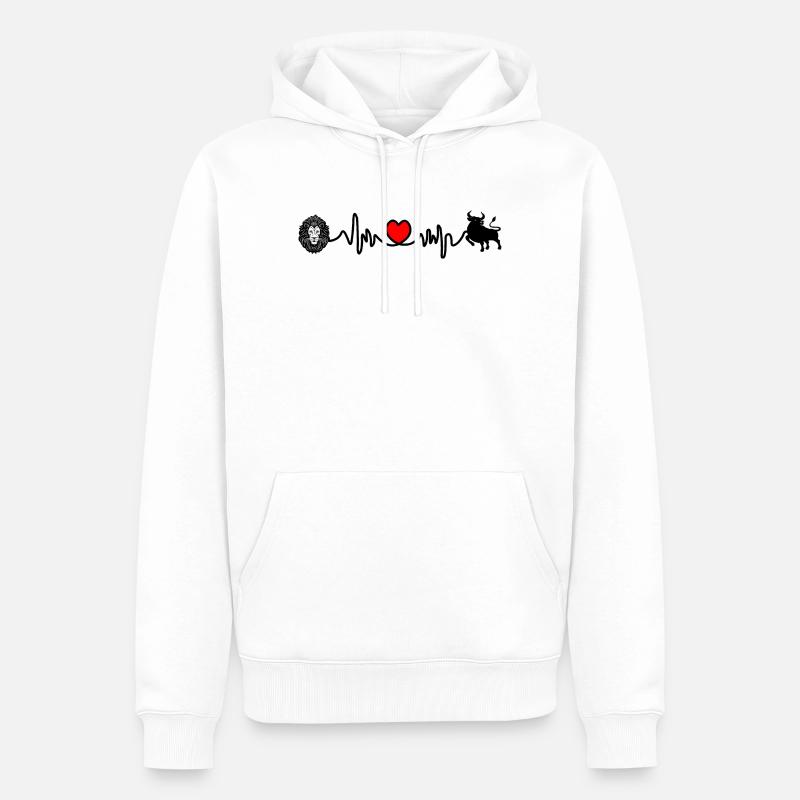 Herzfrequenz Cardio Löwe Stier - Männer Premium Bio Hoodie - Weiß