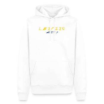 Leipzig - Männer Premium Bio Hoodie - Weiß - Vorne - Nico (187cm)