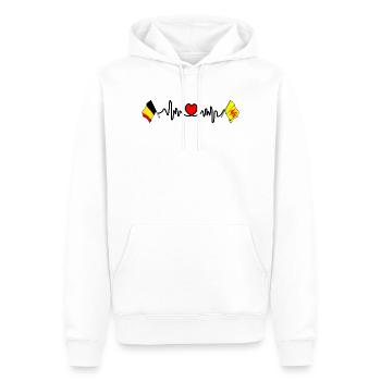 Cardio cœur avec drapeau de la Belgique et drapeau de la Wallonie - Sweat à capuche Premium bio Homme - blanc - Devant - Nico (187cm)