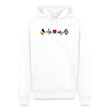 Cardio-Herz Flagge Belgien, Flagge Schottland - Männer Premium Bio Hoodie - Weiß - Vorne - Nico (187cm)
