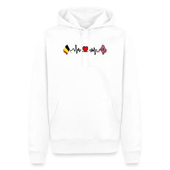 Cardio heart Drapeau Belgique, drapeau Norvège - Sweat à capuche Premium bio Homme - blanc - Devant - Nico (187cm)