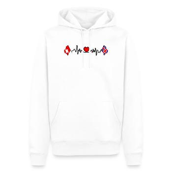 Cardio heart Drapeau Suisse, drapeau Angleterre - Sweat à capuche Premium bio Homme - blanc - Devant - Nico (187cm)