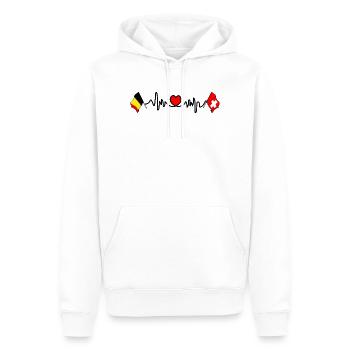 Cardio heart Drapeau Belgique, drapeau Suisse - Sweat à capuche Premium bio Homme - blanc - Devant - Nico (187cm)