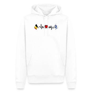 Cardio heart Drapeau Belgique, drapeau Finlande - Sweat à capuche Premium bio Homme - blanc - Devant - Nico (187cm)