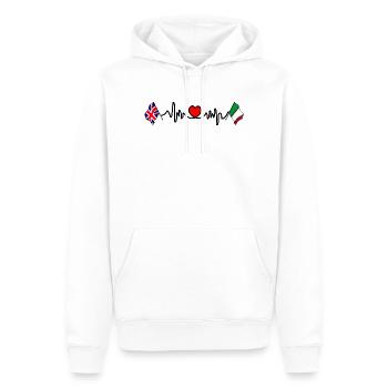 Cardio heart avec drapeau anglais et drapeau italien - Sweat à capuche Premium bio Homme - blanc - Devant - Nico (187cm)