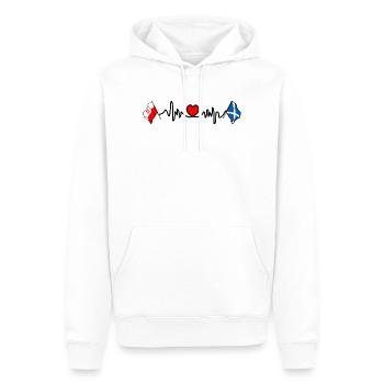 Cardio heart Drapeau Pologne, drapeau Écosse - Sweat à capuche Premium bio Homme - blanc - Devant - Nico (187cm)