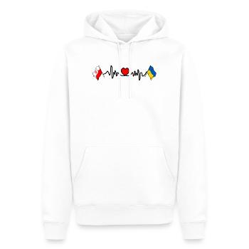 Cardio heart Drapeau Pologne, drapeau Ukraine - Sweat à capuche Premium bio Homme - blanc - Devant - Nico (187cm)