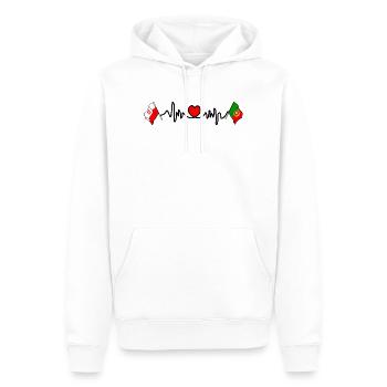 Cardio heart Drapeau Pologne, drapeau Portugal - Sweat à capuche Premium bio Homme - blanc - Devant - Nico (187cm)
