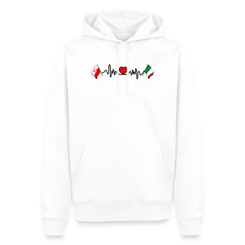 Cardio heart Drapeau Pologne, drapeau Italie - Sweat à capuche Premium bio Homme - blanc - Devant - Nico (187cm)