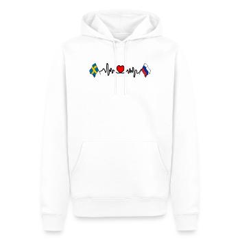 Cardio heart Drapeau Suède, drapeau Russie - Sweat à capuche Premium bio Homme - blanc - Devant - Nico (187cm)