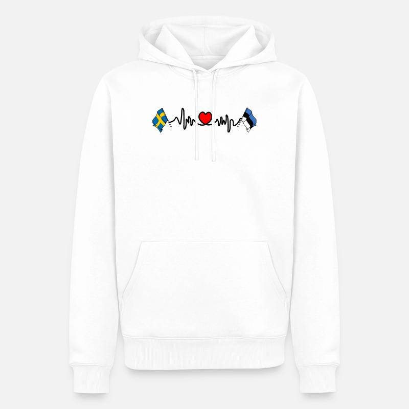 Cardio heart Drapeau Suède, drapeau Estonie - Sweat à capuche Premium bio Homme - blanc