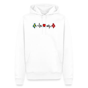 Cardio heart Drapeau Suède, drapeau Lettonie - Sweat à capuche Premium bio Homme - blanc - Devant - Nico (187cm)